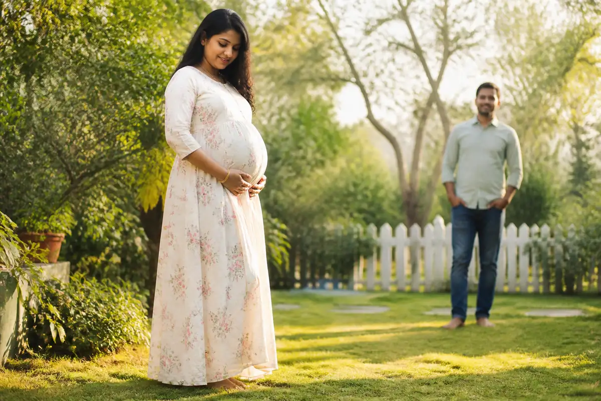 Ideal Maternity Shoot Timing Best time for maternity photoshoot with an Indian expectant mother