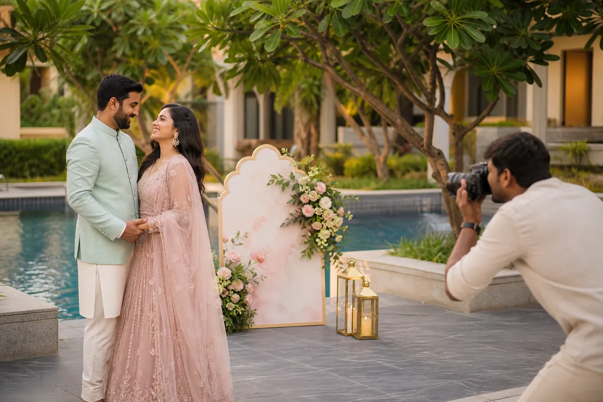 Save-the-Date Photography Indian couple creating save-the-date photos during a pre wedding shoot